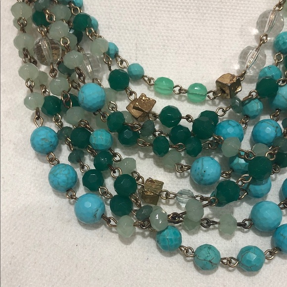 Stella & Dot Maldives Turquoise and Gold Multi-Strand Necklace - Picture 2 of 5
